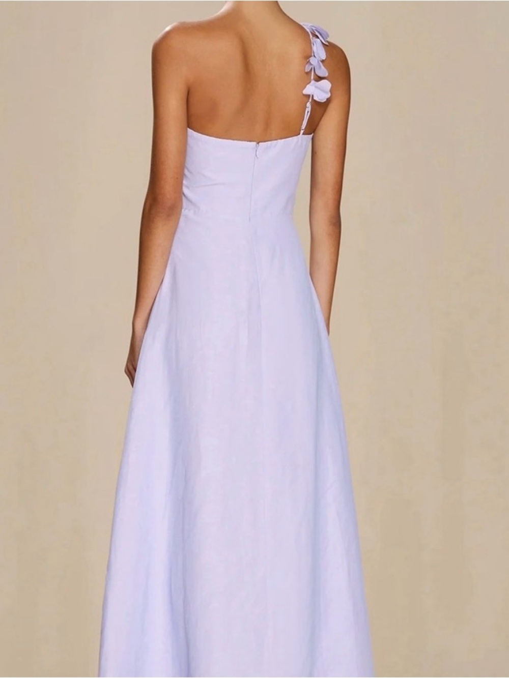 Sonya Moda for Anthropologie One-Shoulder Lilac Petal-Trim maxi Dress - Picture 7 of 16